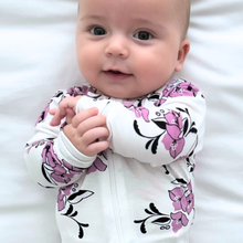 Load image into Gallery viewer, Amalfi Coast Purple Flower Zippered Romper