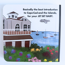 Load image into Gallery viewer, Illustration of a house by a lake with boats and text about Cape Cod and the Islands.