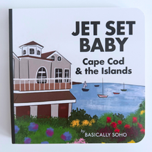 Load image into Gallery viewer, Book cover of 'Jet Set Baby: Cape Cod & the Islands' by Basically Soho with a coastal illustration.