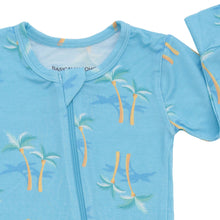 Load image into Gallery viewer, Miami Palm Tree Blue Zippered Romper