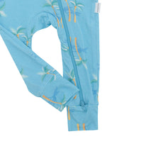 Load image into Gallery viewer, Miami Palm Tree Blue Zippered Romper