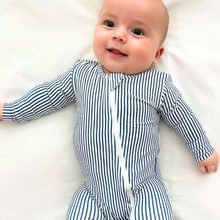 Load image into Gallery viewer, Miami Cabana Stripe Zippered Romper