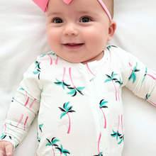 Load image into Gallery viewer, Miami Palm Tree White Zippered Romper