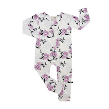 Load image into Gallery viewer, Amalfi Coast Purple Flower Zippered Romper