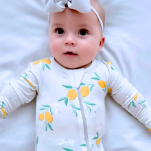 Load image into Gallery viewer, Amalfi Coast Lemon Gray Zippered Romper

