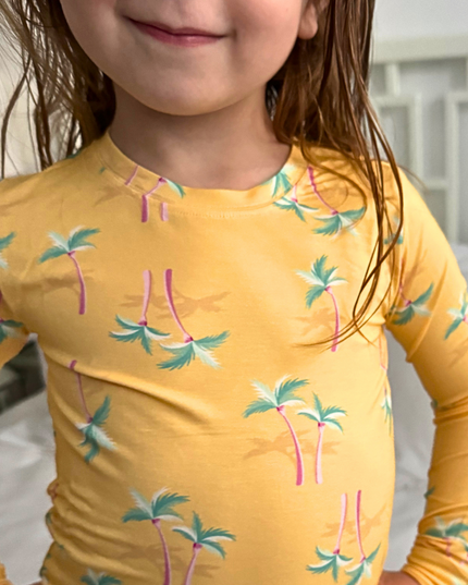 Miami Palm Tree Yellow Two-Piece Set