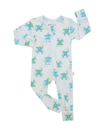 Miami Beach Watch Blue Zippered Romper