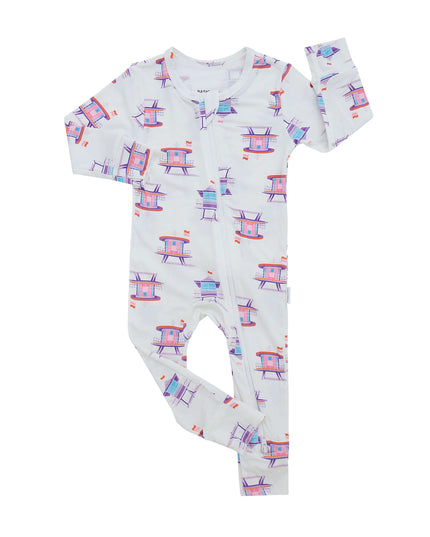 Miami Beach Watch Pink Zippered Romper