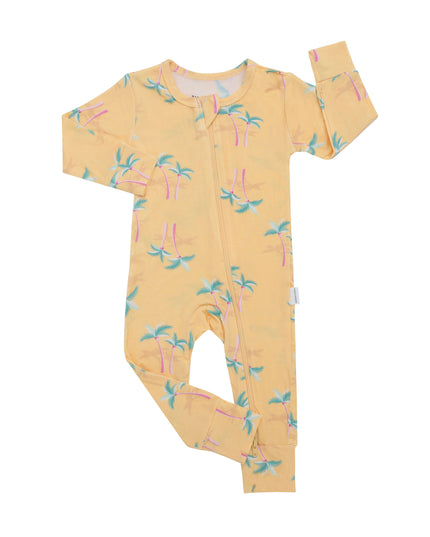 Miami Palm Tree Yellow Zippered Romper