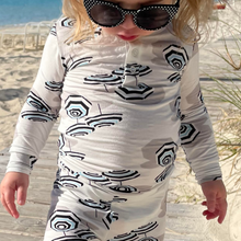 Load image into Gallery viewer, Amalfi Coast Beach Umbrella Black and White Two-Piece Set
