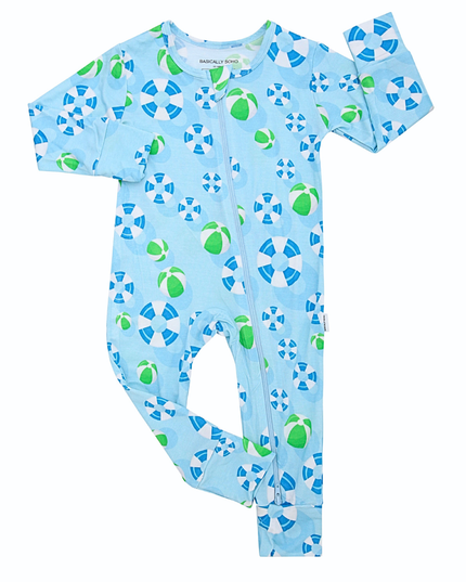 Hamptons Pool Party Green Zippered Romper