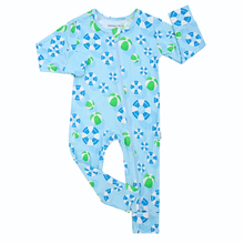 Load image into Gallery viewer, Hamptons Pool Party Green Zippered Romper
