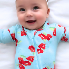 Load image into Gallery viewer, Amalfi Coast Red Flower Zippered Romper

