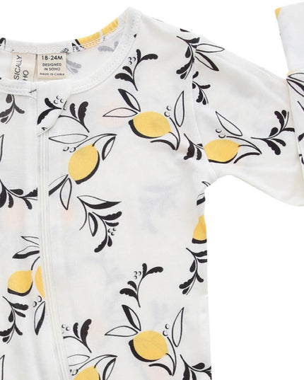 Amalfi Coast Lemon White Zippered Romper
