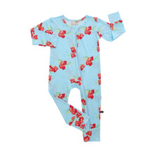 Load image into Gallery viewer, Zippered Romper in Floral Blue Sky
