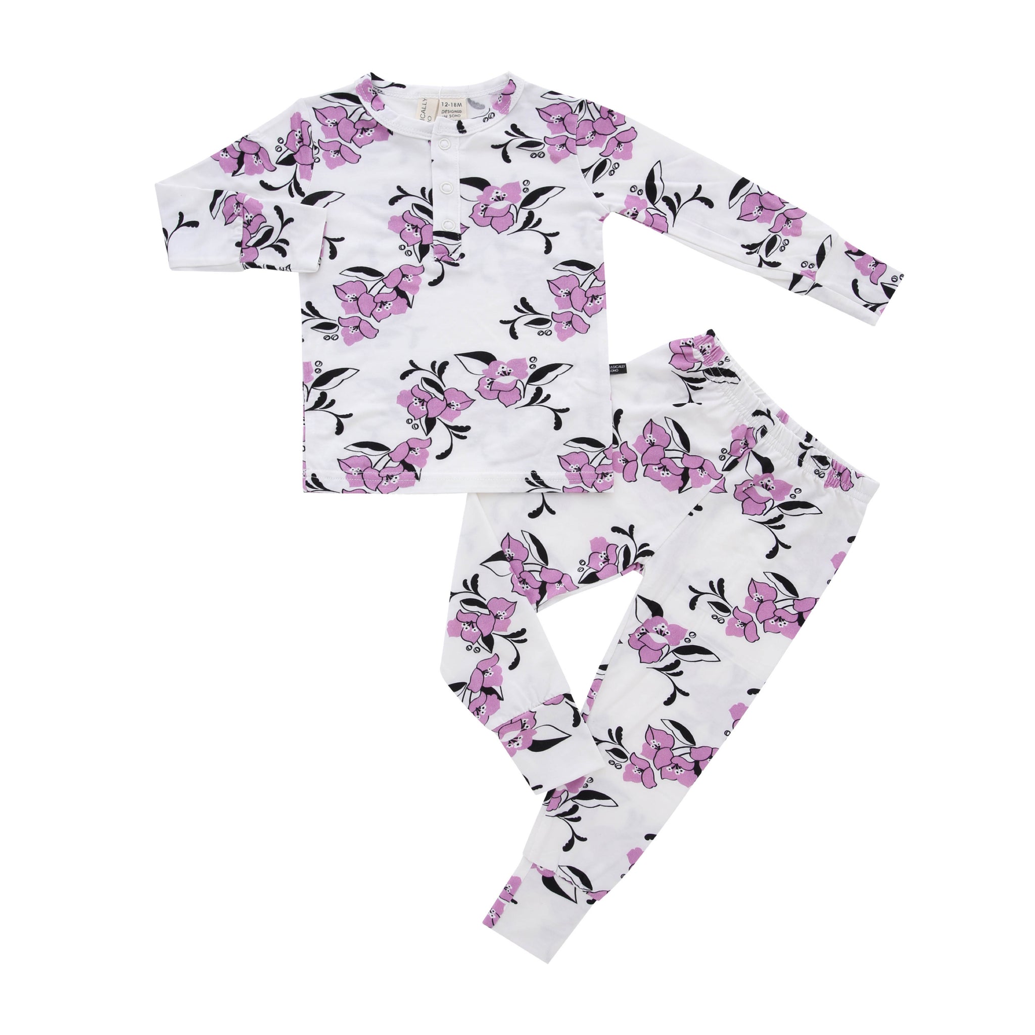 Amalfi Coast Purple Flowers White Toddler & Kids Bamboo