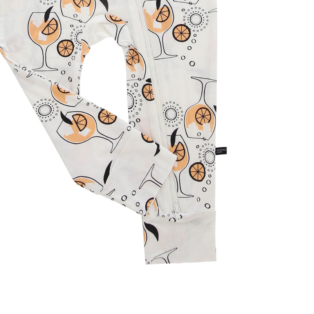 Amalfi Coast Aperol Spritz White Baby Bamboo Pajamas - Zippered